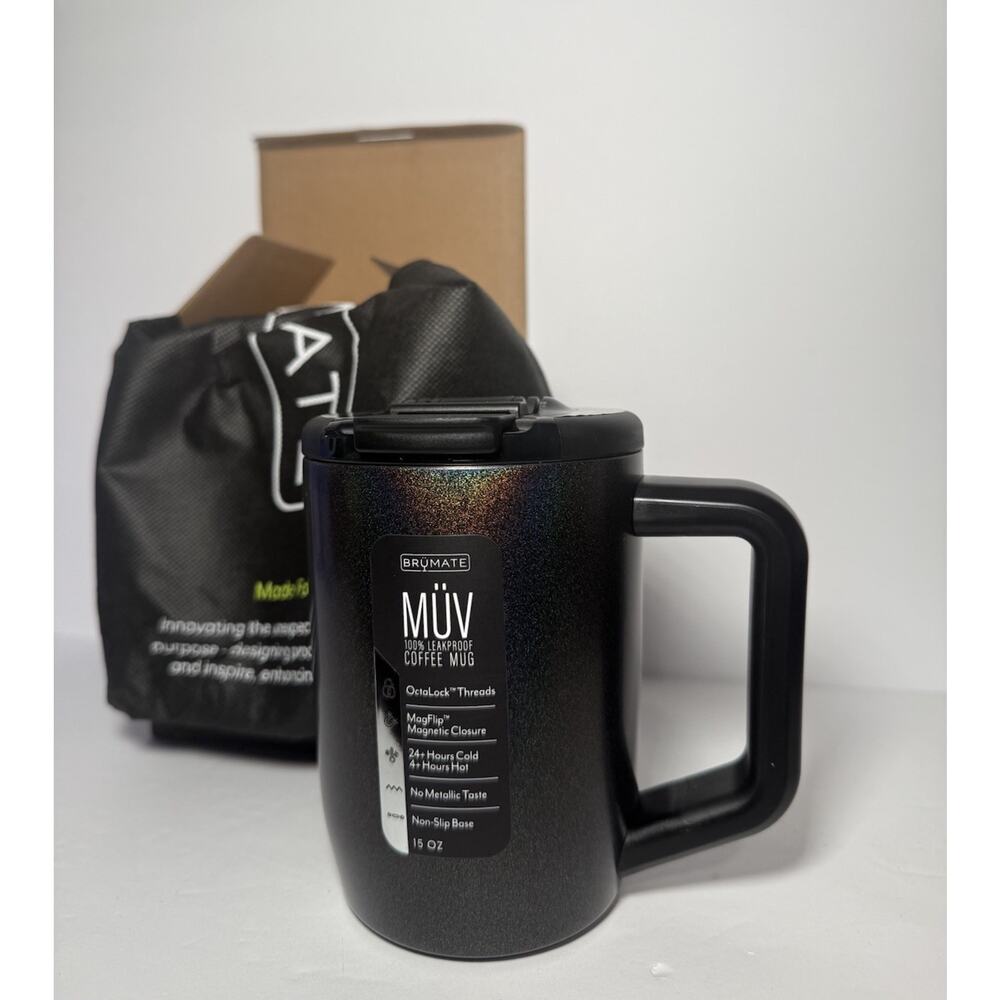 BruMate Limited Edition GLITTER CHARCOAL 15oz Muv Mug Tumbler BNWT BNIB
